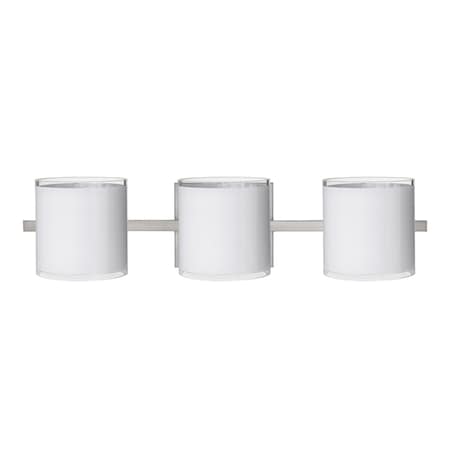 Besa Lighting Pogo Vanity, White/Inner Silver, Satin Nickel Finish, 3x50W Halogen 3WS-7180SF-SN